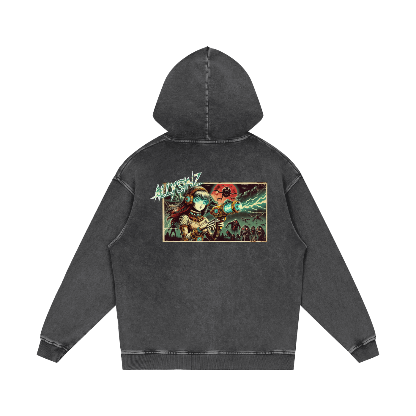 Allysinz Acid Wash Oversize Hoodie