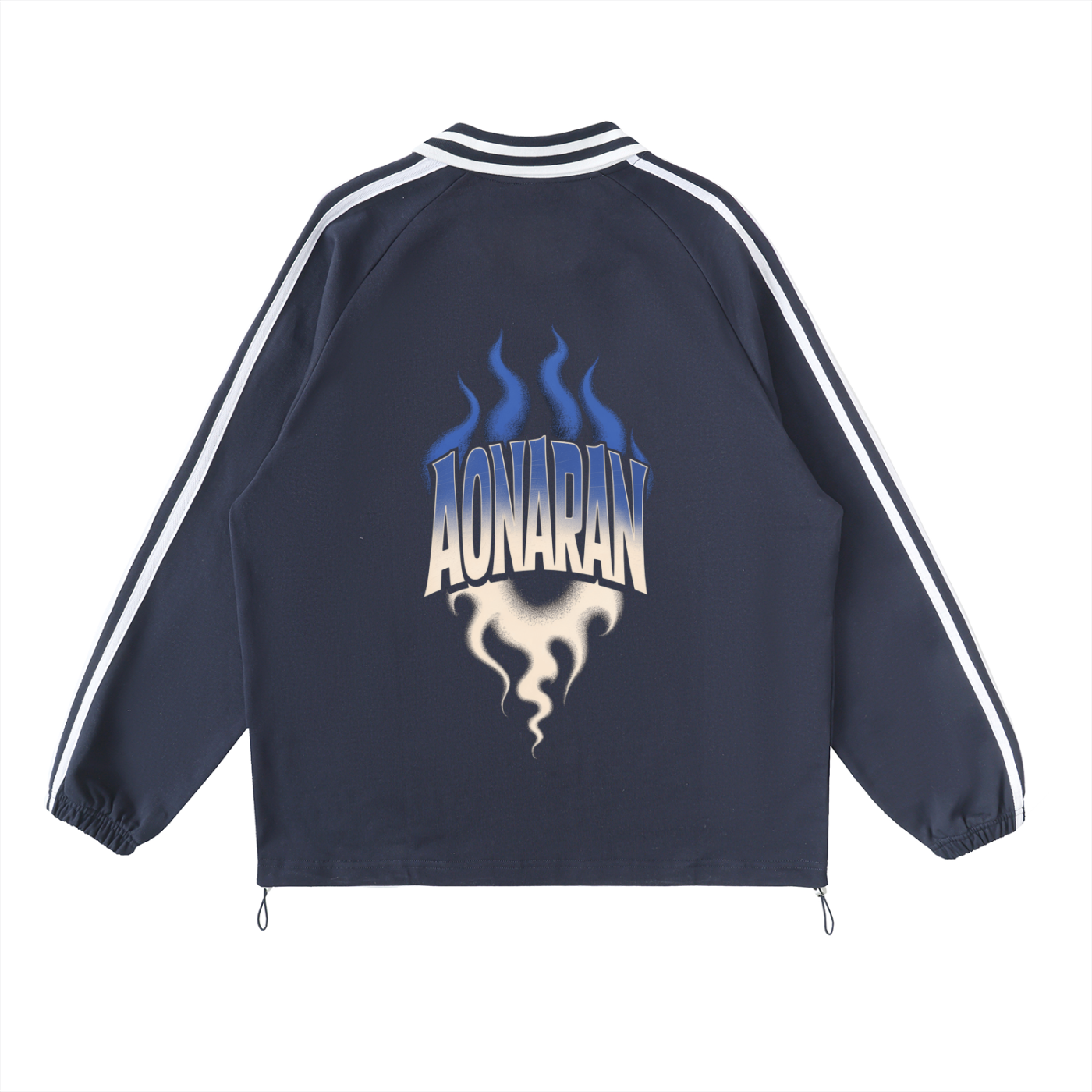 Aonaran Varsity Contrast Striped Lapel Collar Sweatshirt