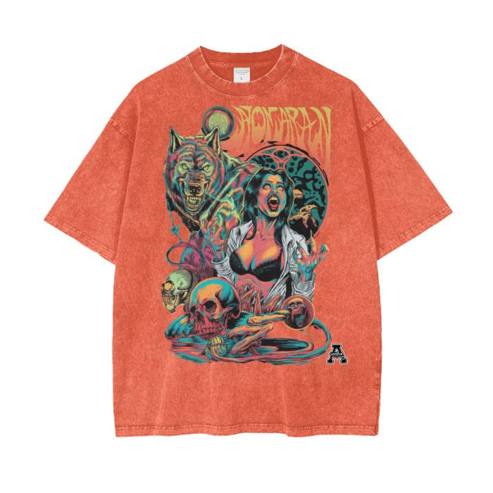 Aonaran Graphic Acid Wash Oversize T-Shirt