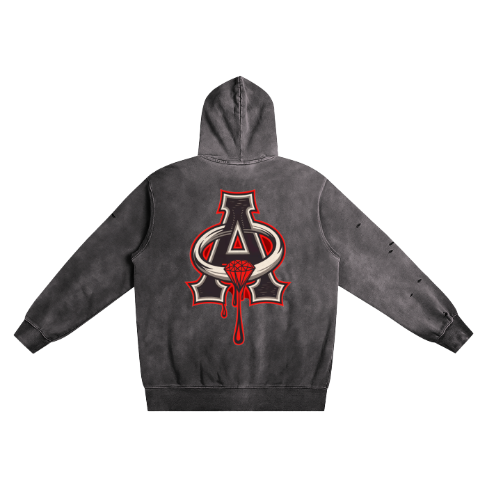 Aonaran DMS Heavyweight Pure Cotton Hand-Frayed Monkey Washed Hoodie