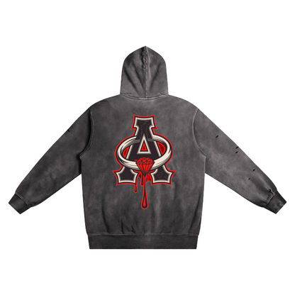 Aonaran DMS Heavyweight Pure Cotton Hand-Frayed Monkey Washed Hoodie