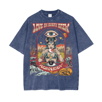 Aonaran Graphic Acid Wash Oversize T-Shirt