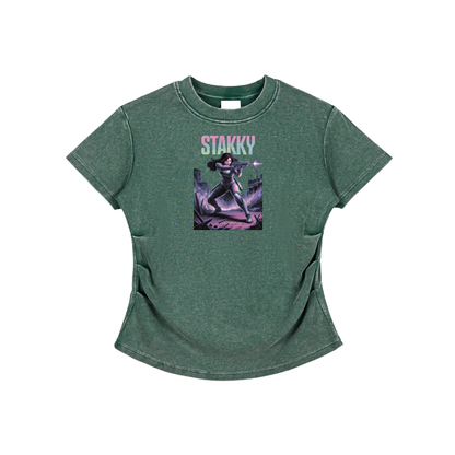 Stakky Season 2 Vintaged-Wash Bodycon Cotton T-Shirt