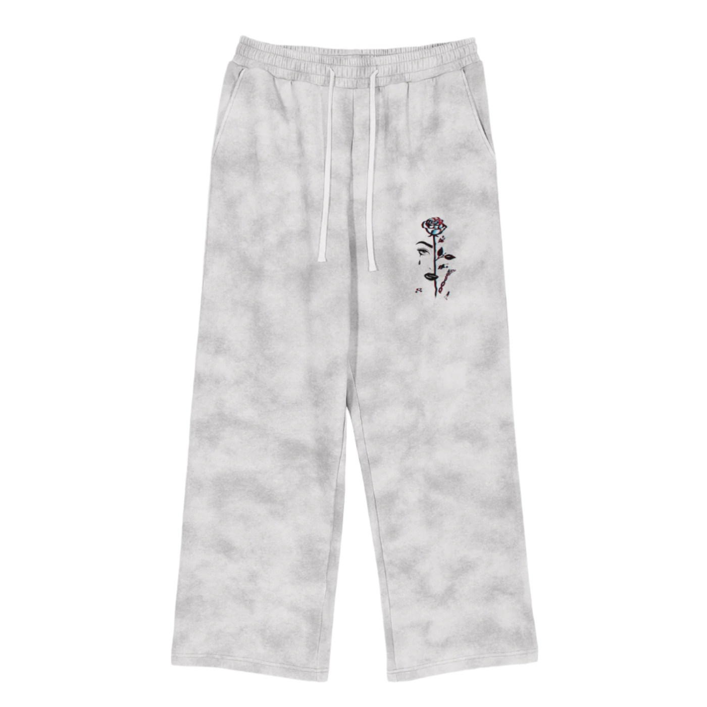 Aonaran 3D Bone Dirty Washed Fleece Sweatpants