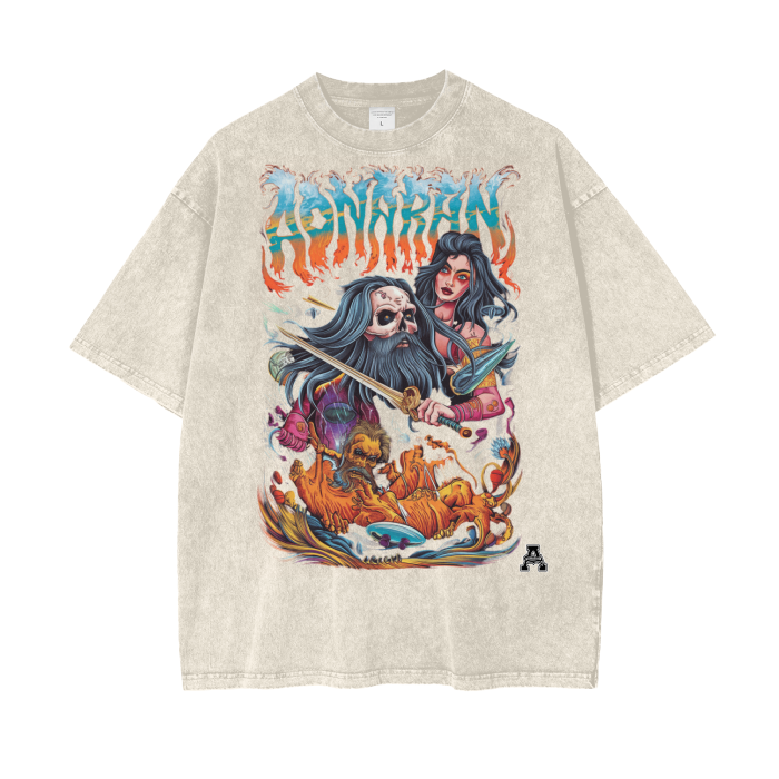 Aonaran Graphic Acid Wash Oversize T-Shirt