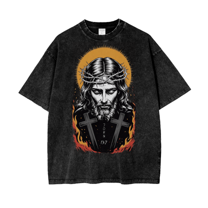 Jesus is King Oversize Snow Washed T-Shirt