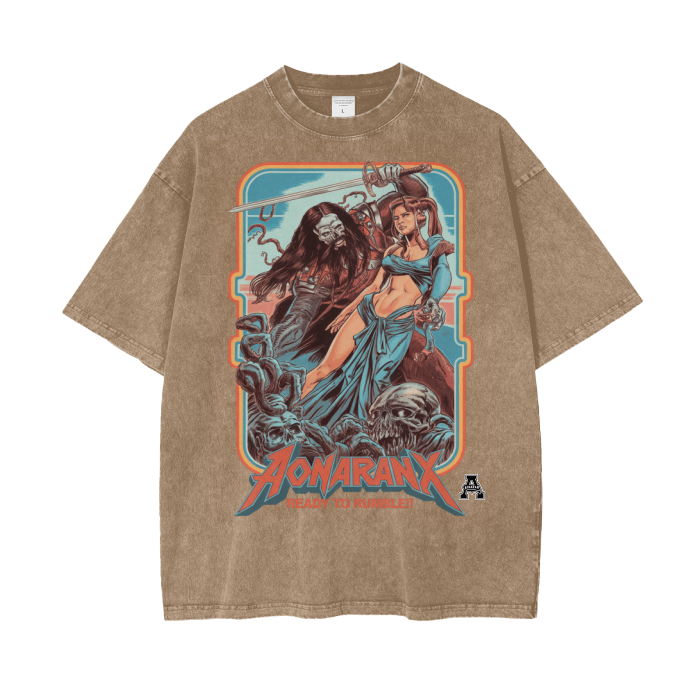 Aonaran Graphic Acid Wash Oversize T-Shirt