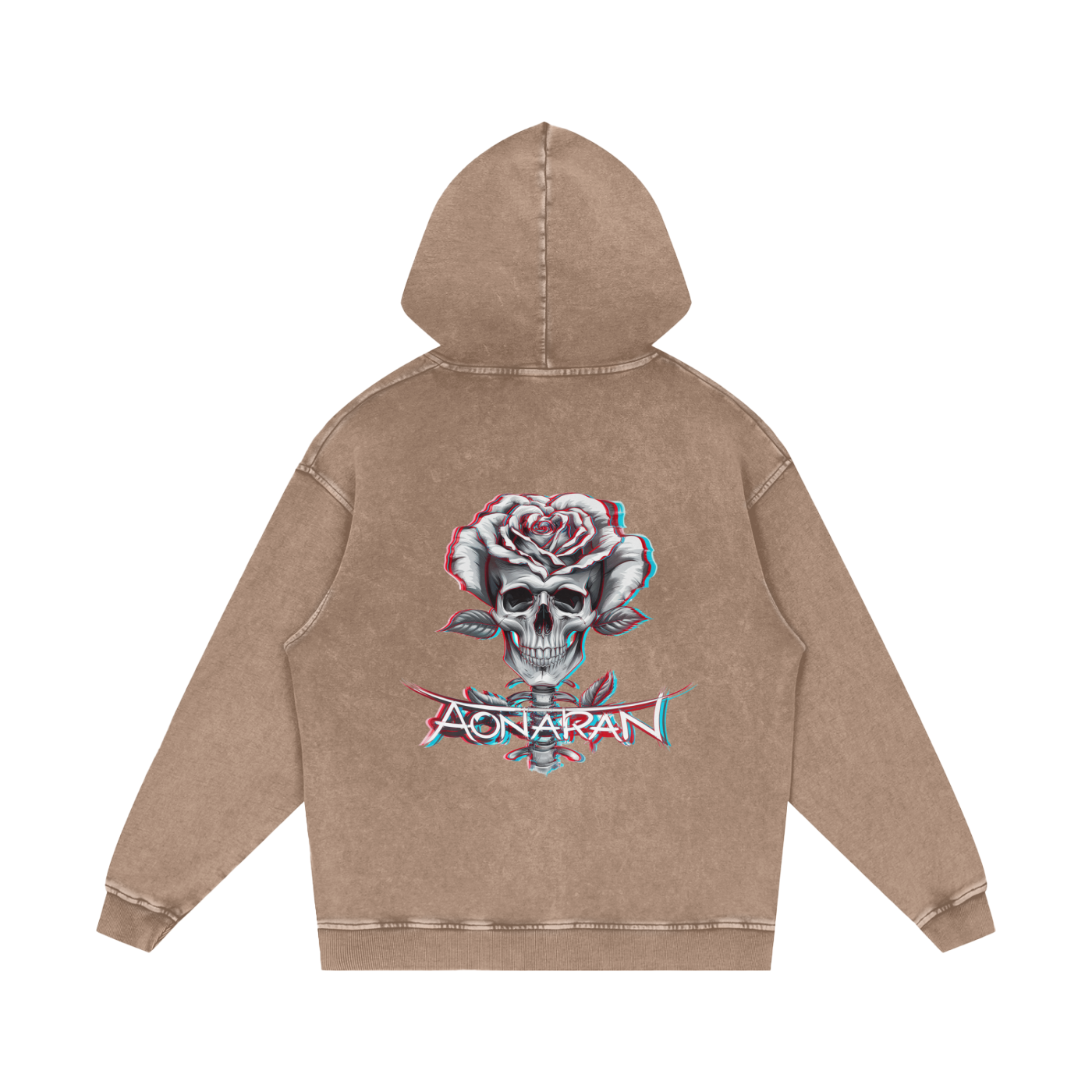 Aonaran 3D Bone Acid Wash Oversize Hoodie