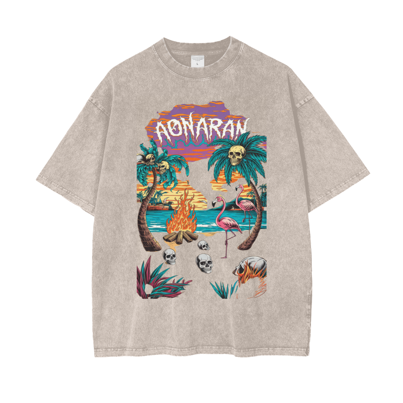 Aonaran Graphic Acid Wash Oversize T-Shirt
