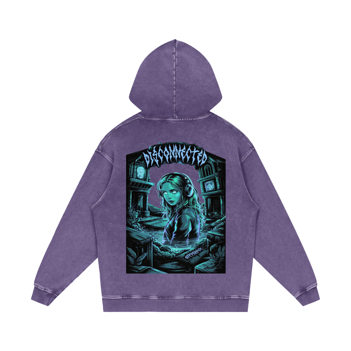 Disconnected Acid Wash Oversize Hoodie