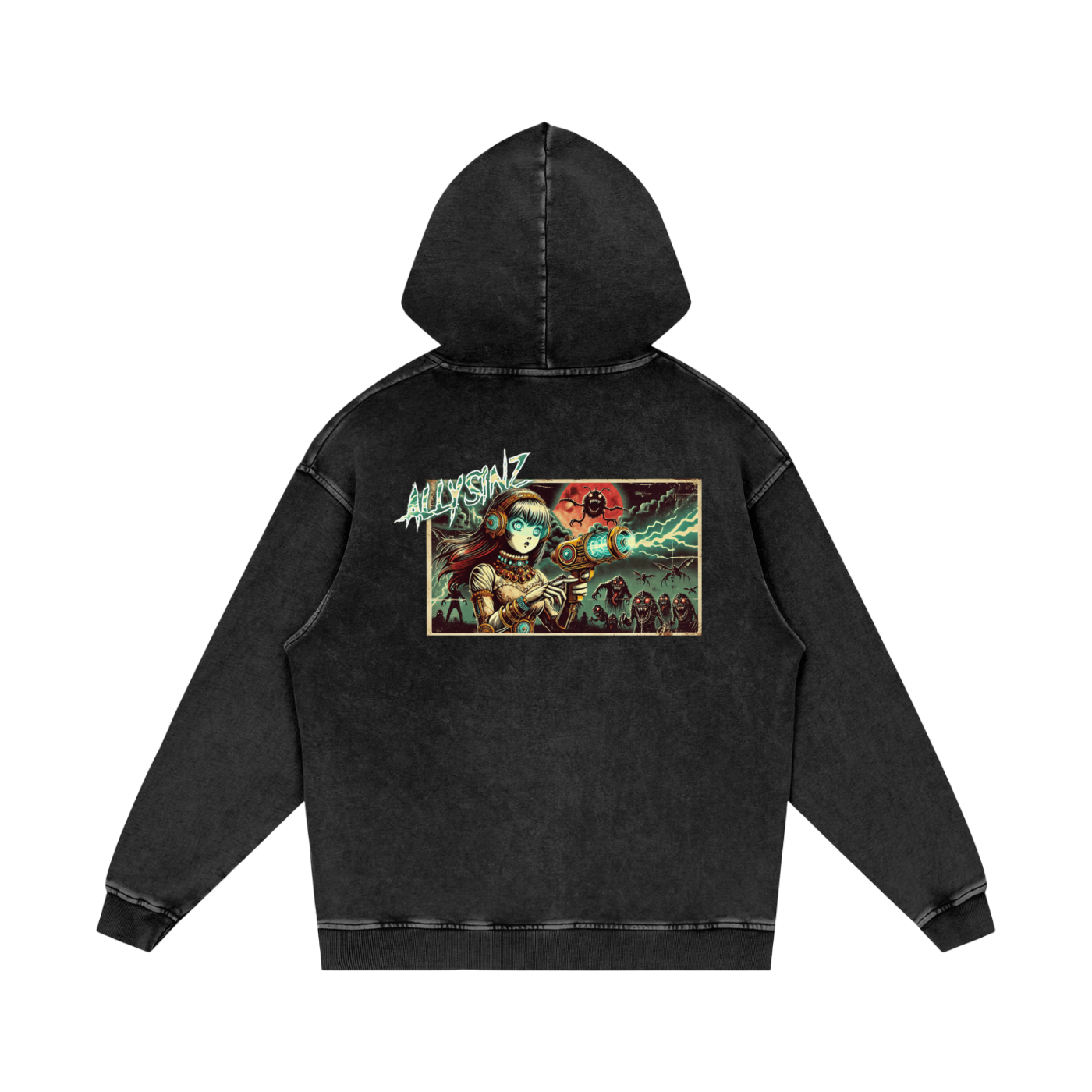 Allysinz Acid Wash Oversize Hoodie