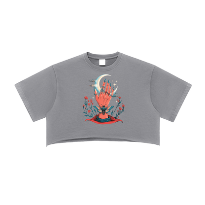 Aonaran 1 OFF Snow Washed Raw Edge Crop Top