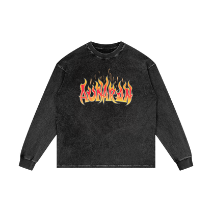 Aonaran Elementals Acid Wash Oversize Long Sleeve T-Shirt