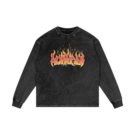 Aonaran Elementals Acid Wash Oversize Long Sleeve T-Shirt