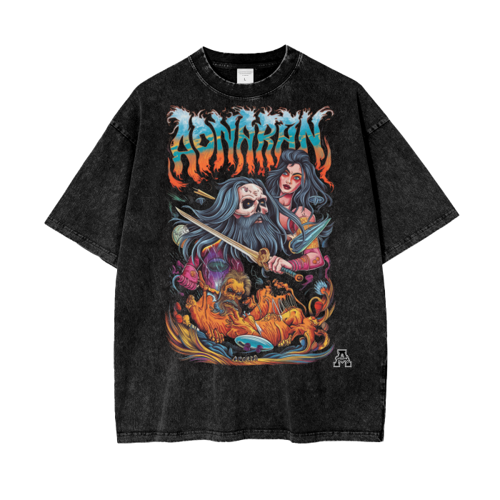Aonaran Graphic Acid Wash Oversize T-Shirt