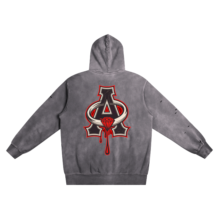 Aonaran DMS Heavyweight Pure Cotton Hand-Frayed Monkey Washed Hoodie