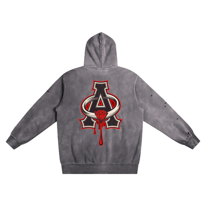 Aonaran DMS Heavyweight Pure Cotton Hand-Frayed Monkey Washed Hoodie