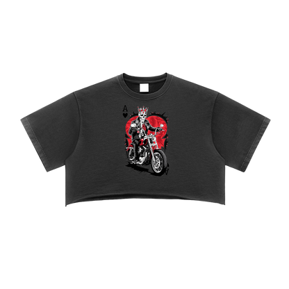 Aonaran Ace Snow Washed Raw Edge Crop Top