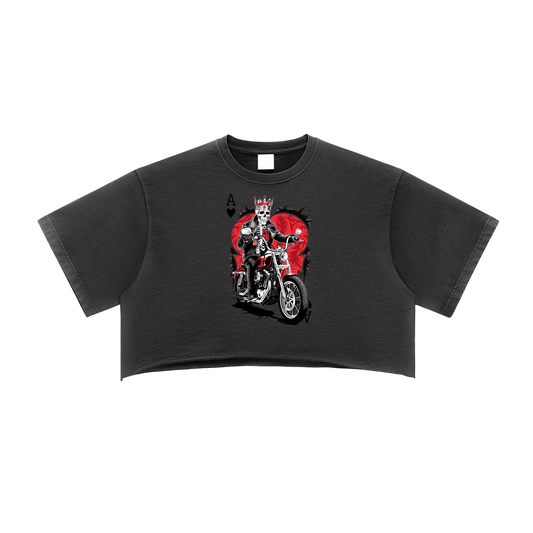 Aonaran Ace Snow Washed Raw Edge Crop Top