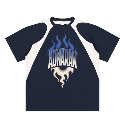 Aonaran Varsity Contrast Panel Cotton T-Shirt