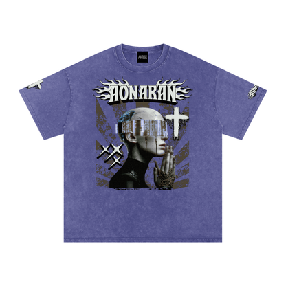 Smiling Tyrant Snow Washed Oversized Cotton T-Shirt