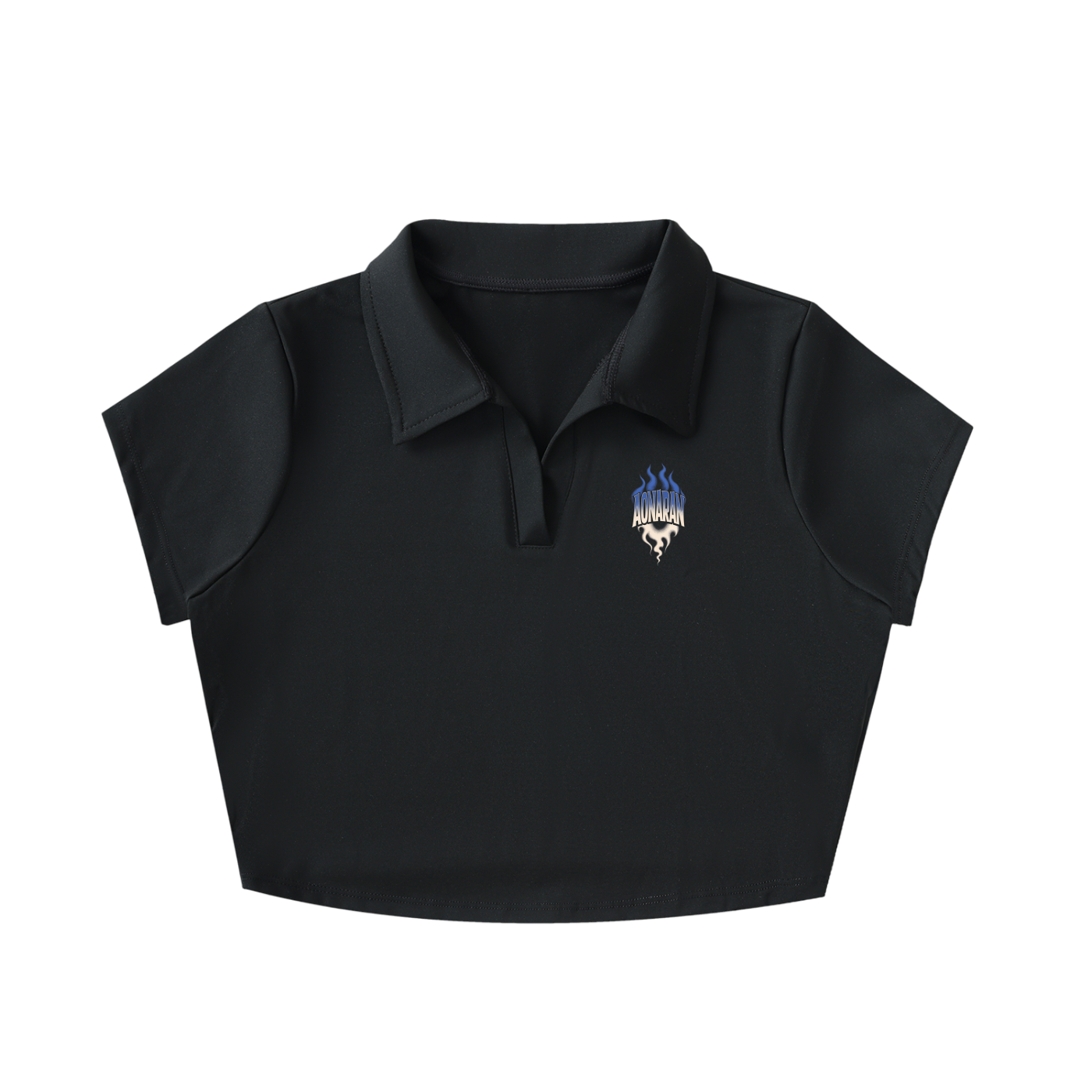 Aonaran Varsity V-Neck Lapel Crop Top