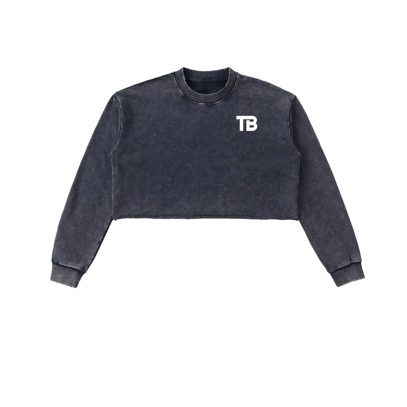 ThunderBuddies Snow Washed Raw Edge Cropped Sweatshirt