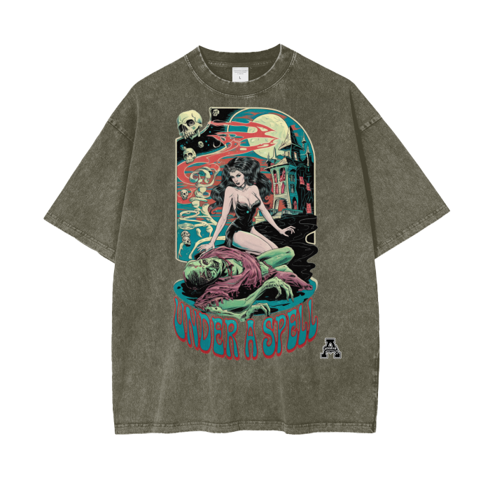 Aonaran Graphic Acid Wash Oversize T-Shirt