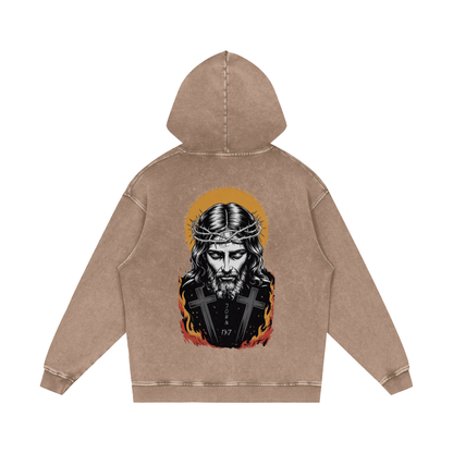 Jesus is King Acid Wash Oversize Hoodie