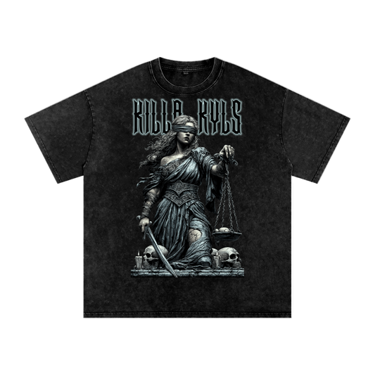 killakyls Snow Washed Oversized Cotton T-Shirt