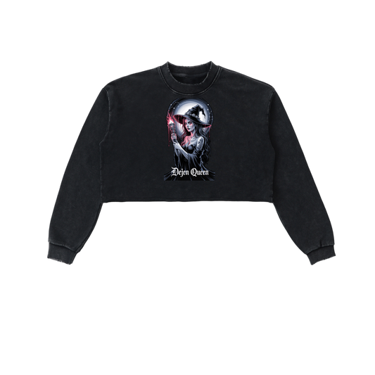 Dejen Season 3 Snow Washed Raw Edge Cropped Sweatshirt