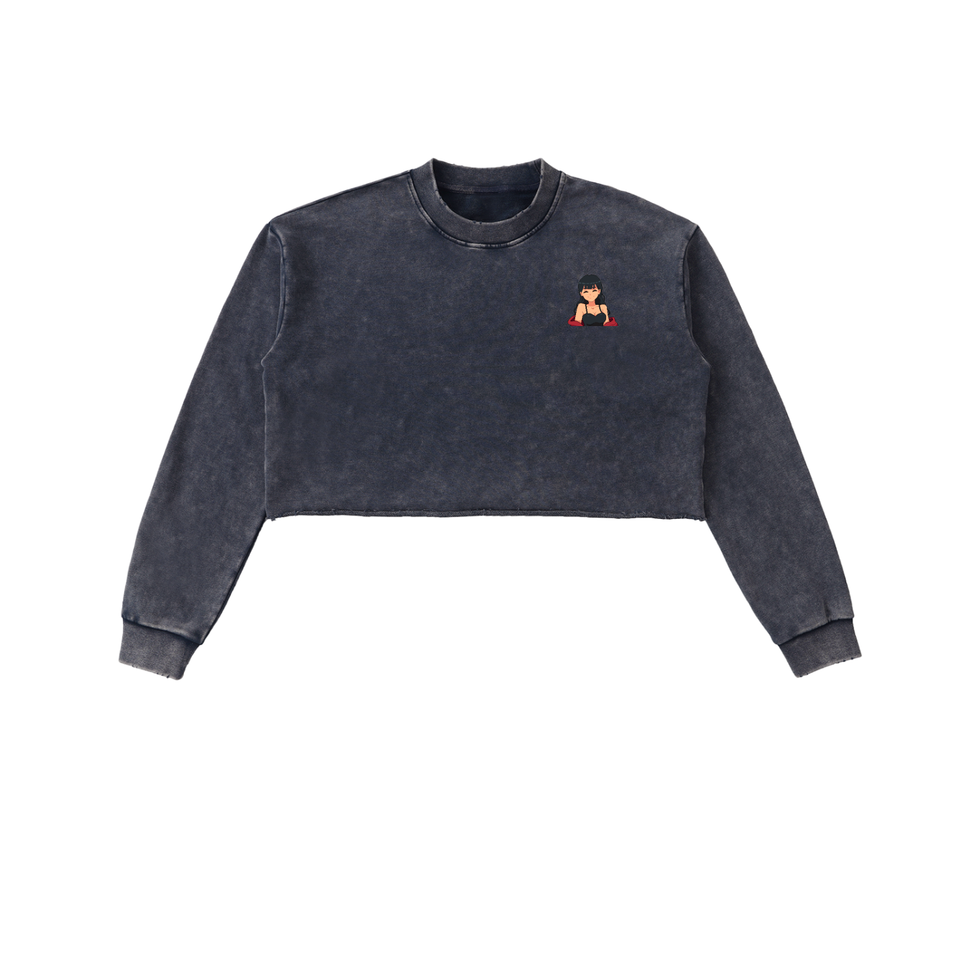 Heyitzmiks Snow Washed Raw Edge Cropped Sweatshirt