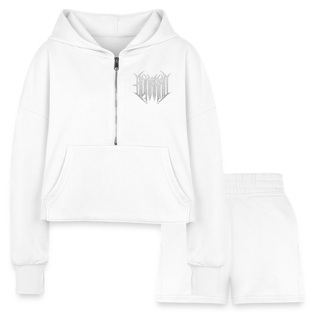 Aonaran Ashlete Women’s Cropped Hoodie & Jogger Short Set - white