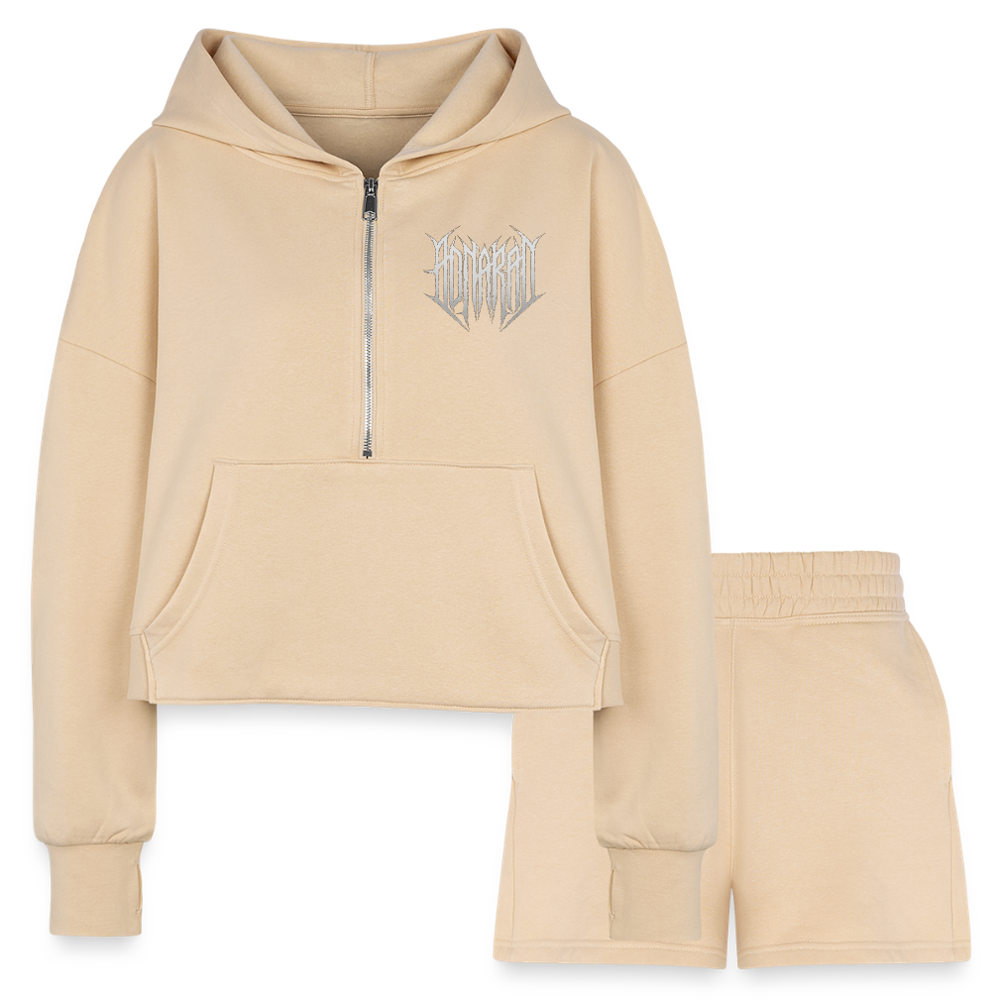 Aonaran Ashlete Women’s Cropped Hoodie & Jogger Short Set - nude
