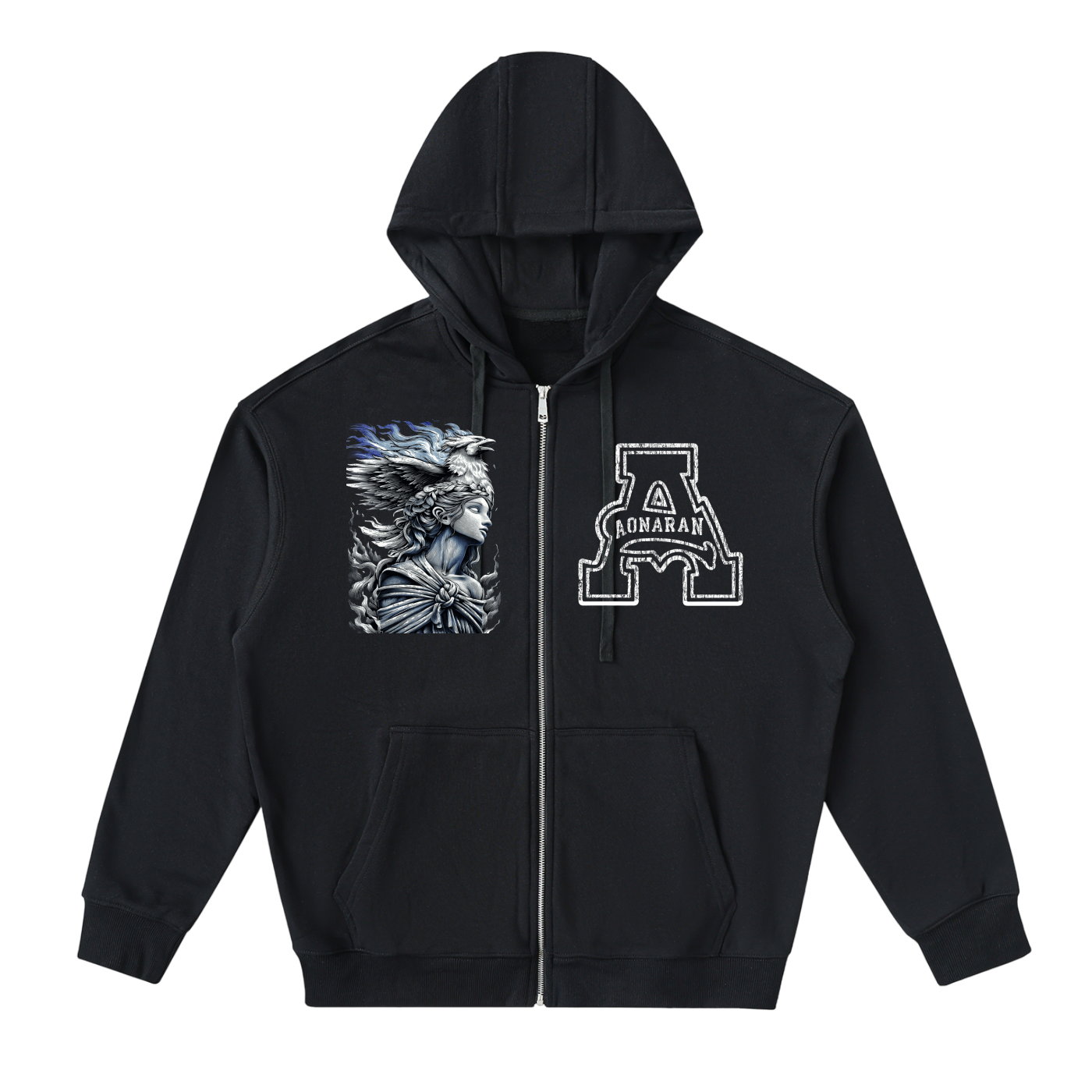Aonaran Angelic Frost Drop-Shoulder Zip Up Hoodie