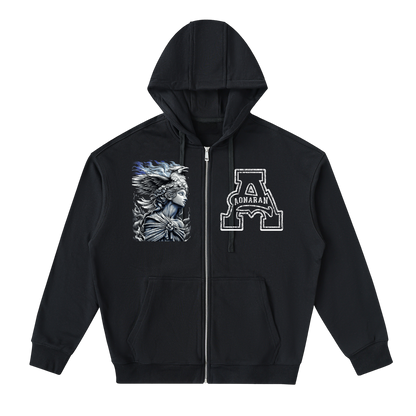Aonaran Angelic Frost Drop-Shoulder Zip Up Hoodie