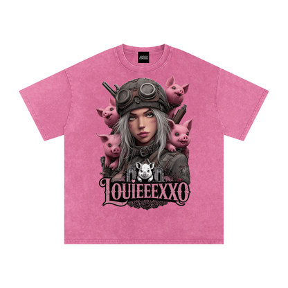 Louieeexxo Snow Washed Oversized Cotton T-Shirt