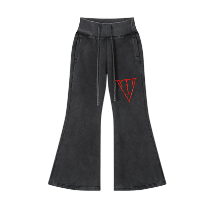 Aonaran NevaeH Vintage Washed Flared Fleece Pants