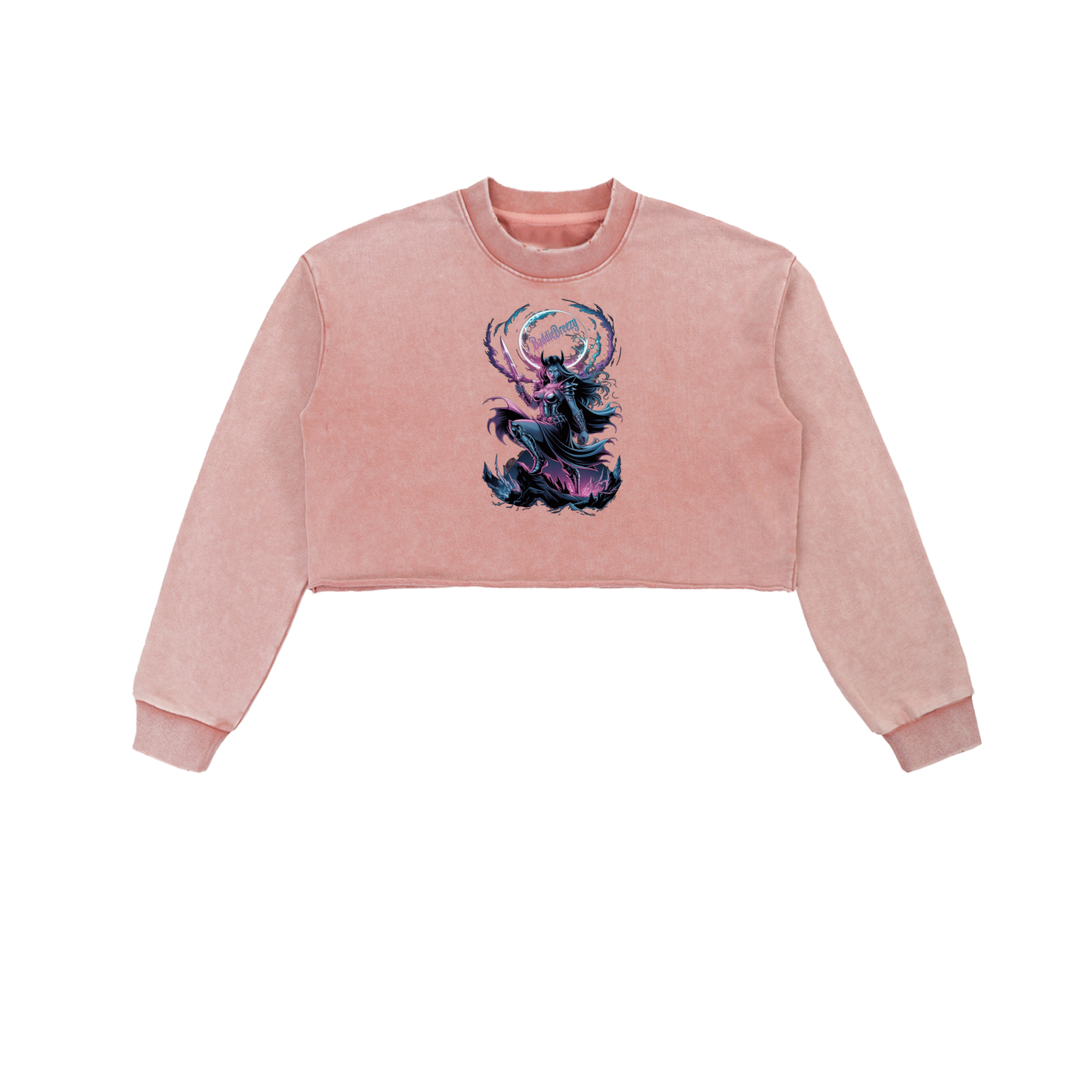 BaddieBreezy Snow Washed Raw Edge Cropped Sweatshirt