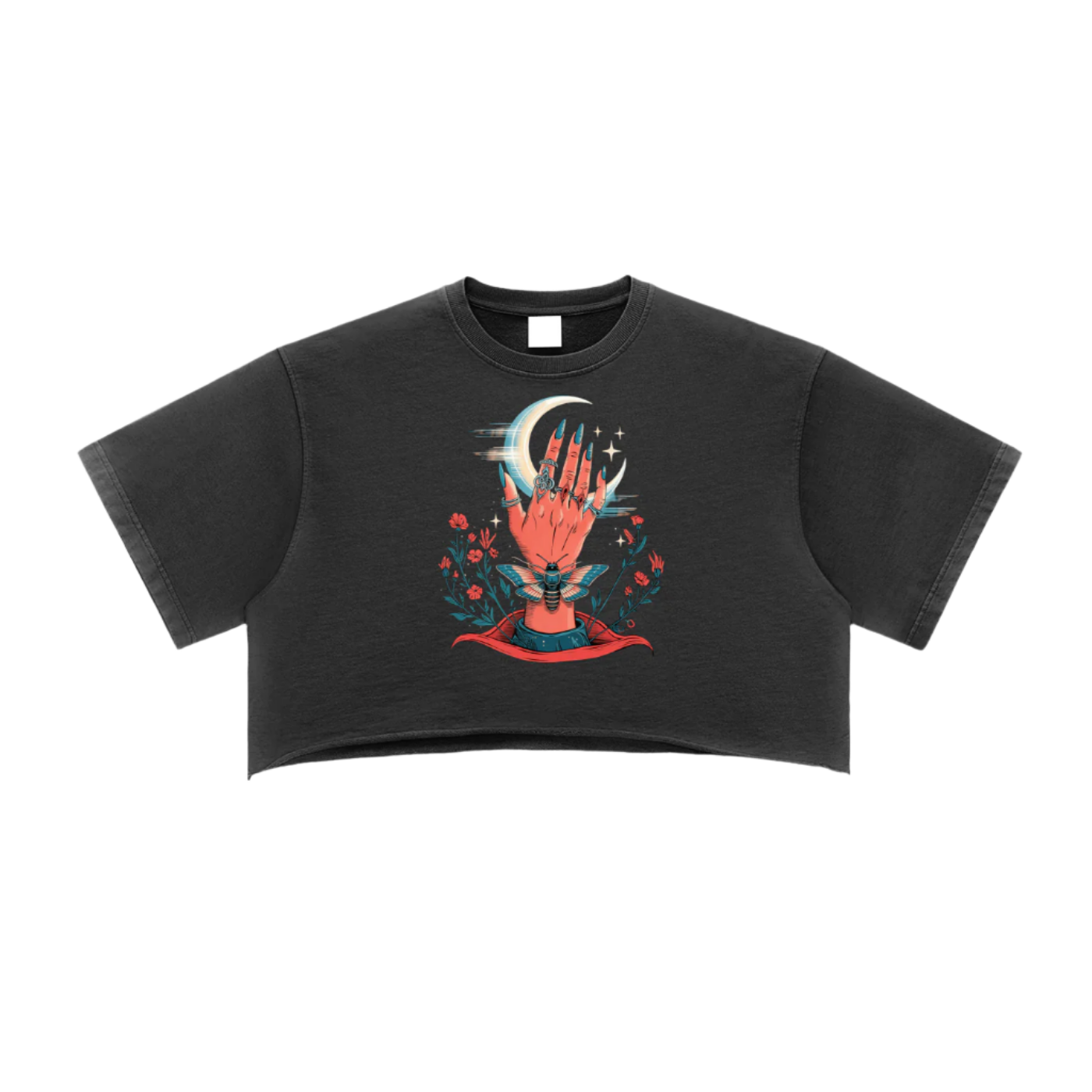 Aonaran 1 OFF Snow Washed Raw Edge Crop Top