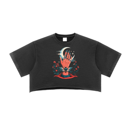 Aonaran 1 OFF Snow Washed Raw Edge Crop Top