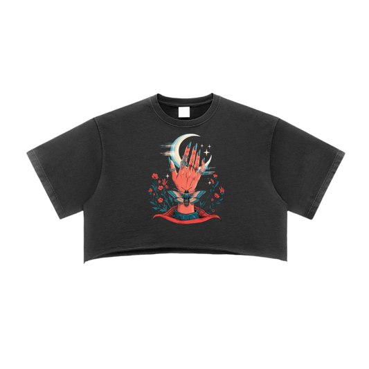 Aonaran 1 OFF Snow Washed Raw Edge Crop Top