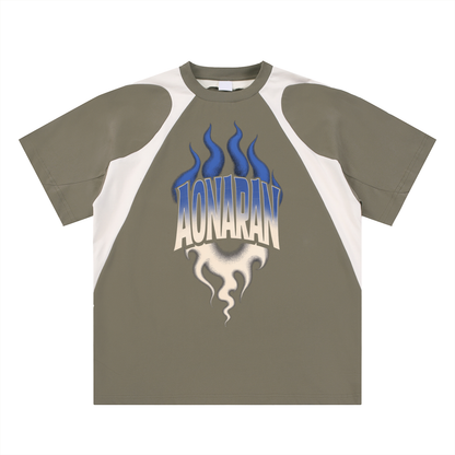 Aonaran Varsity Contrast Panel Cotton T-Shirt