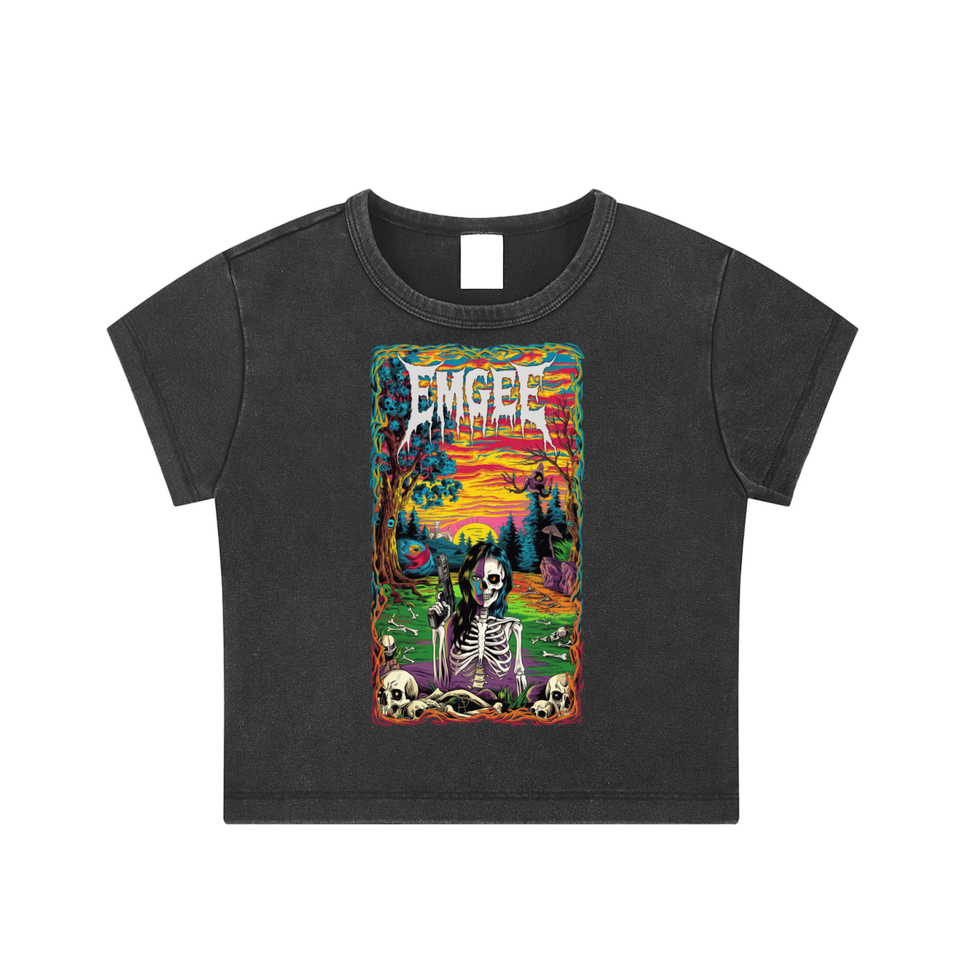 EMGEE Snow Washed Crop Top