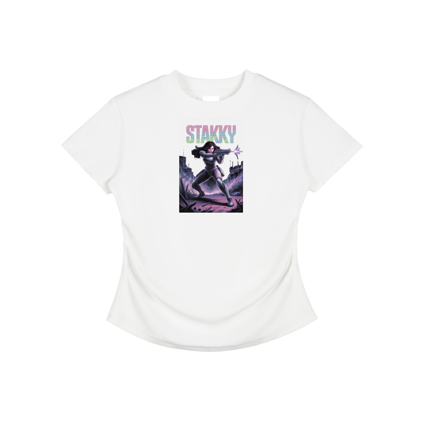 Stakky Season 2 Vintaged-Wash Bodycon Cotton T-Shirt