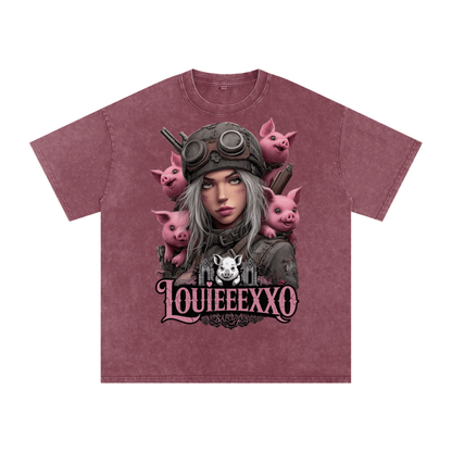 Louieeexxo Snow Washed Oversized Cotton T-Shirt