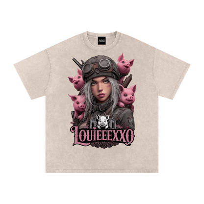 Louieeexxo Snow Washed Oversized Cotton T-Shirt