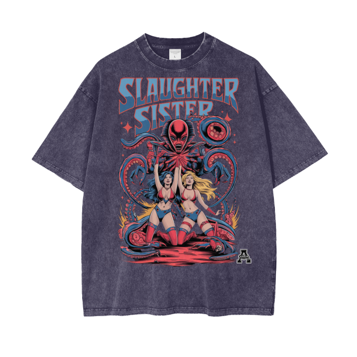 Aonaran Graphic Acid Wash Oversize T-Shirt