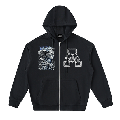 Aonaran Angelic Frost Drop-Shoulder Zip Up Hoodie