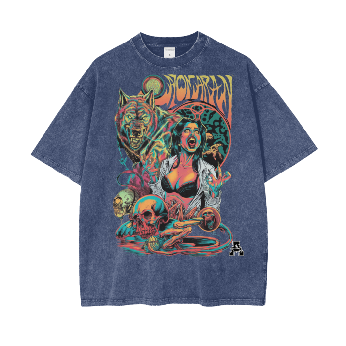 Aonaran Graphic Acid Wash Oversize T-Shirt
